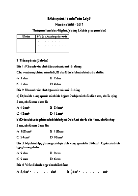 Ma trận và đề kiểm tra giữa học kì II môn Toán lớp 5 (Có đáp án) - Năm học 2016-2017
